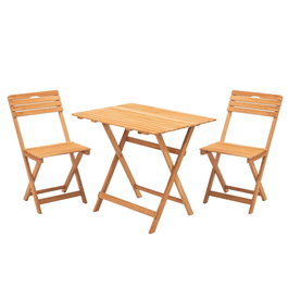 Hanah Home Conjunto de mesa y sillas de jardín My003 de madera de haya marrón